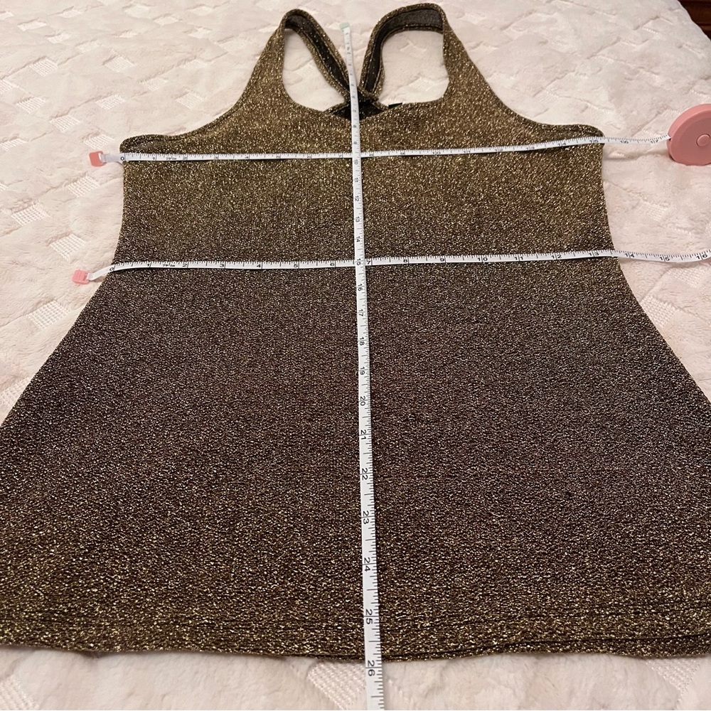 📌SOLD📌 Express Gold Metallic Cross Back Tank Top Sz Small Petite - Picture 8 of 14